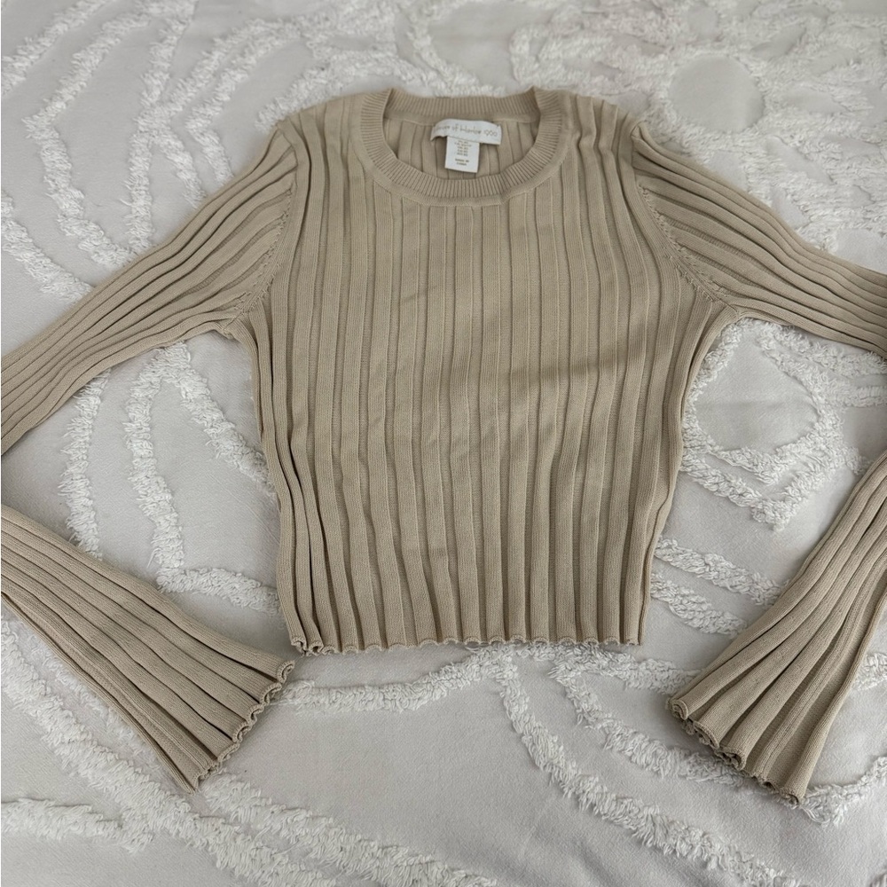 House of Harlow 1960 Ribbed Tan Sweater - Picture 1 of 10